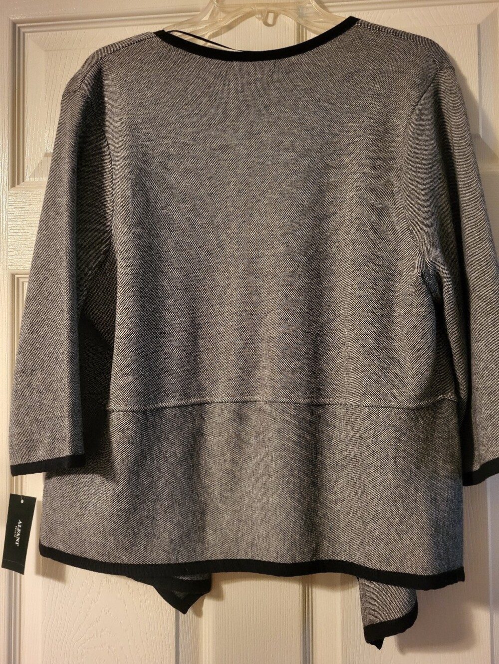 Alfani Black Tweed Open-Front Cardigan with Black Trim NWT PXL - Picture 2 of 4